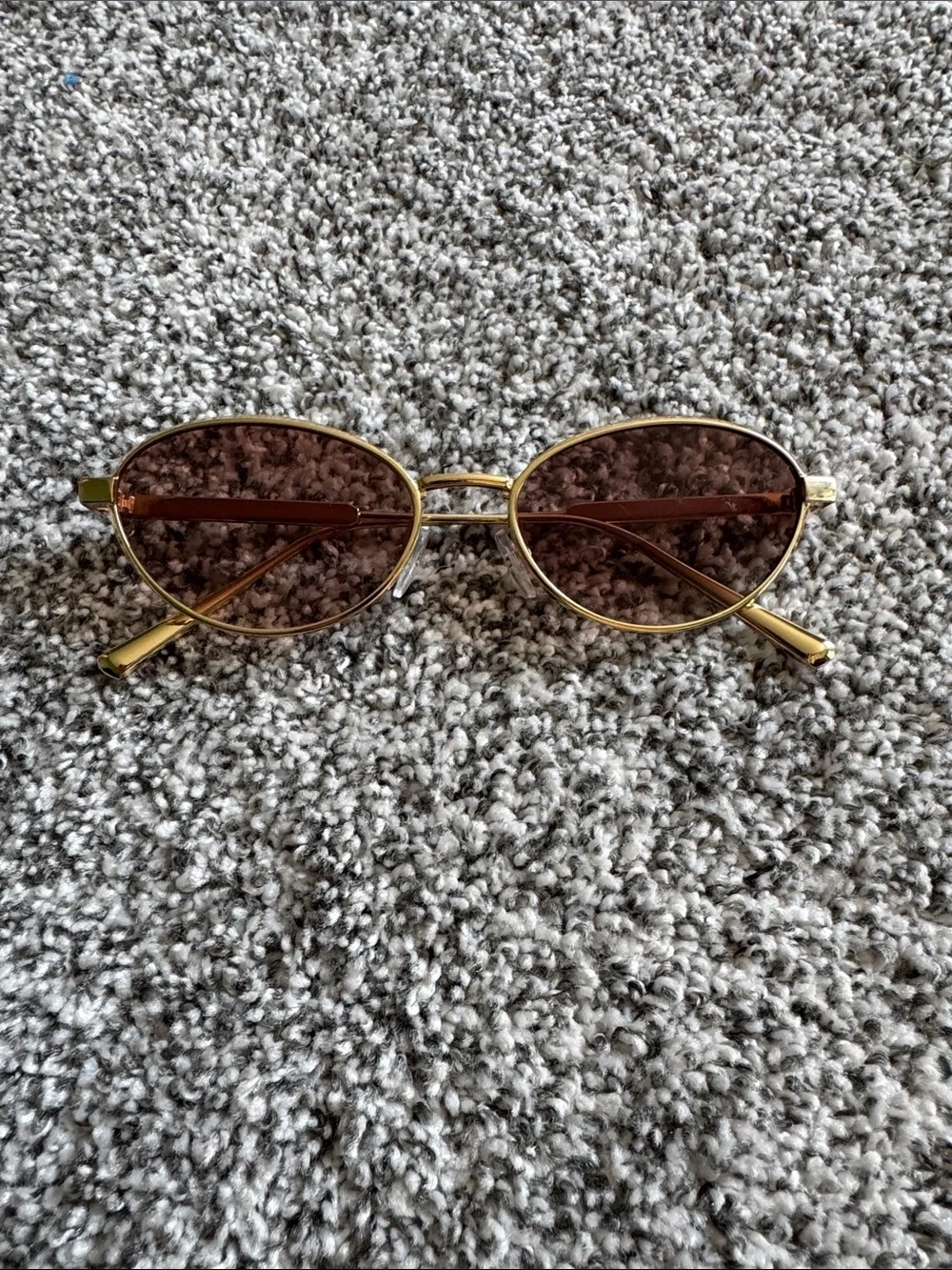 Gold Frame Sunglasses with Brown Tinted Lenses - Women's Oval Shades